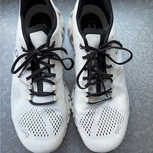 On Running White and Black Athletic Shoes with Breathable Mesh